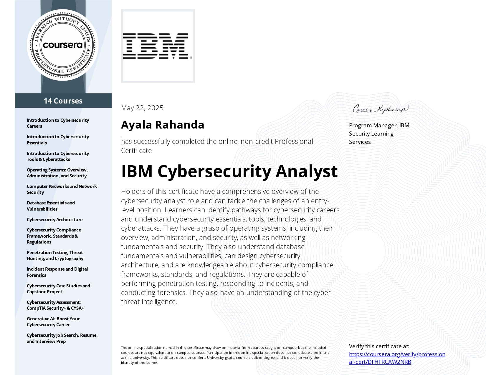 IBM Cybersecurity Analyst preview